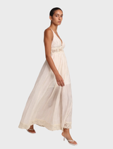 Elegant ivory Nalaya Dress with a soft, flowing design, ideal for special occasions or casual summer outings.