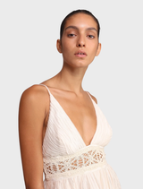 Ivory Nalaya Dress with a chic, flowing design, perfect for enhancing your wardrobe for any elegant occasion.