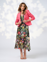Looking Glass Midi Dress in Ivy Multi, showcasing a colorful floral print on a flowing midi silhouette.