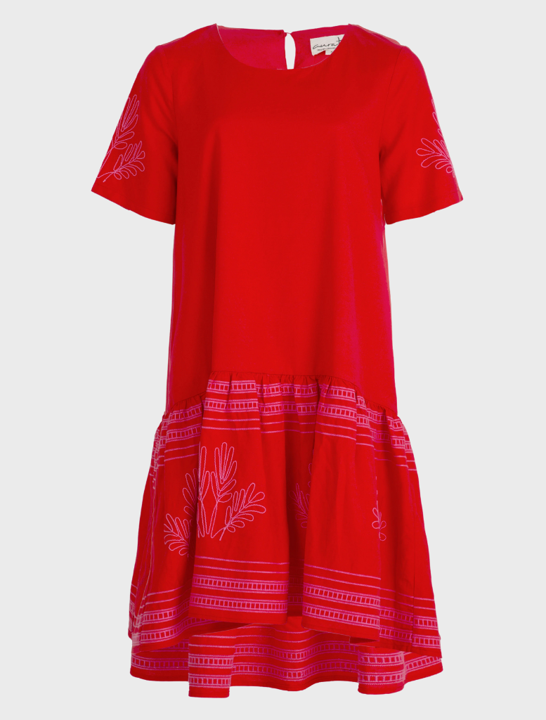  A bright red dress 