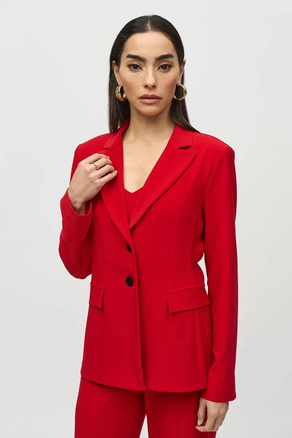 Buttoned Single Breasted Blazer - Red