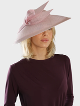 Pink Josephine fascinator with delicate embellishments, perfect for formal events or special occasions.