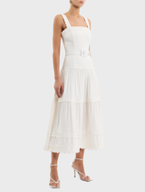 Kahlia Midi Dress in ivory, showcasing a chic and sophisticated style ideal for any wardrobe.