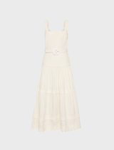 Kahlia Midi Dress in ivory, featuring a flowing silhouette and elegant design suitable for various occasions.
