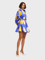 A stylish skirt adorned with a cheerful pear print, ideal for warm weather and casual outings.