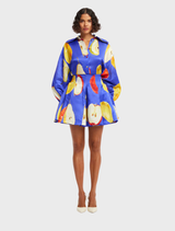 A skirt featuring a playful pear print, showcasing a vibrant design suitable for casual or summer wear.