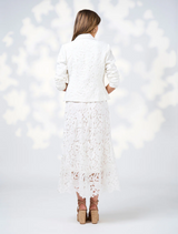 Lightweight silk white lace dress with a soft texture, designed for a graceful and airy appearance with Back Side