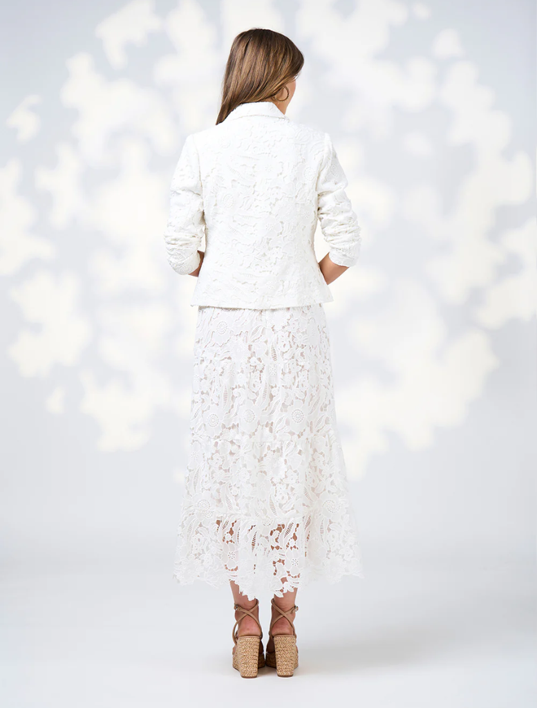 Lightweight silk white lace dress with a soft texture, designed for a graceful and airy appearance with Back Side