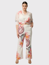 Kelsey Stretch Pant in Nautilus Bloom, designed with a fit-and-flare shape, hip pockets, and a centre back metal zip.