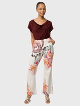 Kelsey Stretch Linen Viscose Pant in Nautilus Bloom, featuring a fit-and-flare silhouette and functional hip pockets.