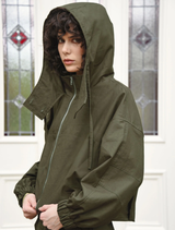 A khaki off-duty jacket shown on a mannequin, highlighting its versatile and casual style for everyday wear.