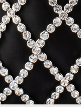 Black and white Kit Crystal Cage Bag with a fashionable chain strap, perfect for any occasion.