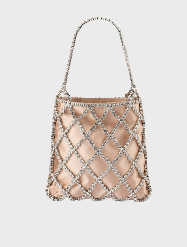  Metallic fabric bag with a stylish chain strap, perfect for adding a touch of elegance to any outfit.
