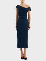  Navy Lessa Midi Dress with a flattering silhouette, ideal for formal events or casual outings.