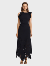 Black Lessonhall Maxi Dress featuring a flowing silhouette and elegant design, perfect for formal or casual occasions.