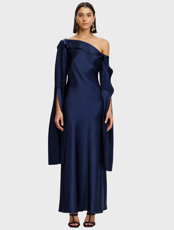 Deep sapphire Linhope maxi dress with a flowing silhouette, perfect for elegant occasions and warm weather outings.