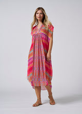 Rosita Kaftan Dress - Rouge Multi