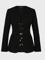 A black suit and shorts, presenting a chic and contemporary fashion statement.