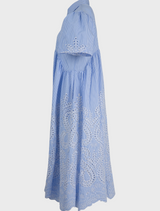 Side view of beautiful blue dress 
