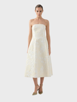 Madelein dress in a soft champagne shade, showcasing a sophisticated style ideal for formal gatherings.