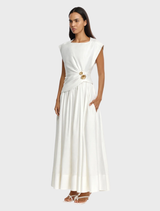  Elegant ivory maxi dress by Mannersly, showcasing a graceful design ideal for special events.