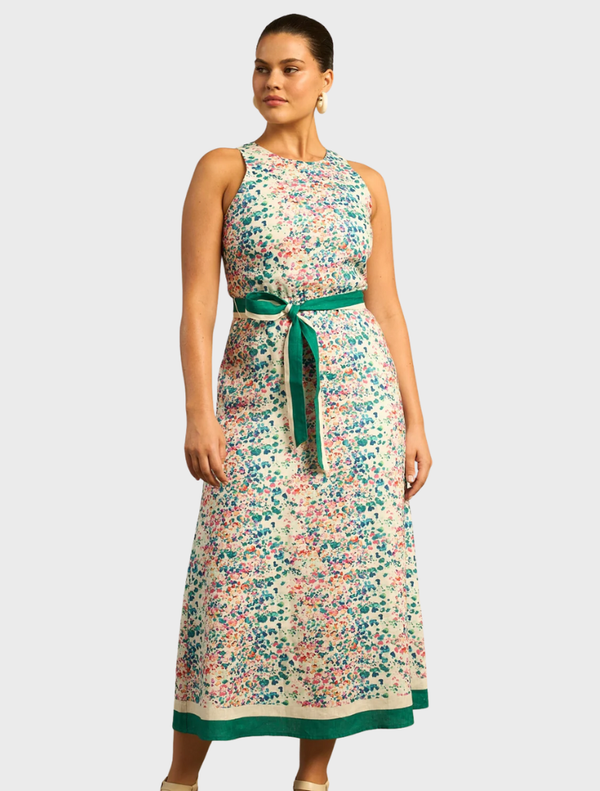Elegant Dusk Dress in a Marble print, showcasing a graceful silhouette perfect for formal occasions at dusk.