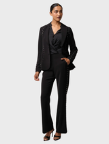 Sophisticated black embellished blazer from Marcela Pearl, designed to enhance formal attire with its stylish details.