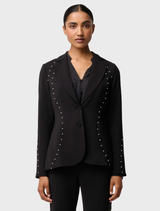 Sophisticated black embellished blazer from Marcela Pearl, designed for a refined and fashionable ensemble.