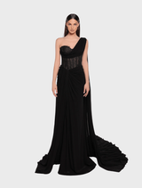 Black Matia Elbise dress featuring a sleek design, perfect for formal occasions or evening wear.
