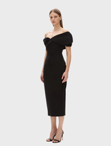 Stylish black Mattie dress with a tailored look and short sleeves, suitable for both casual and formal settings.