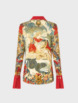 Fitted Jersey Shirt inspired by a 17th-century French tapestry from The Met x CAMILLA collection, showcasing seasonal elements.