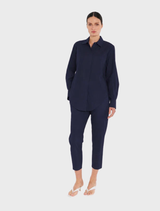 Microprene Saville shirt in French Navy color, featuring a sleek design and modern fit for versatile styling.