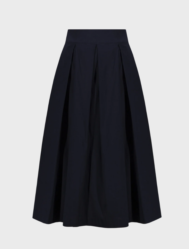 Chic midnight blue skirt made from soft material, perfect for adding sophistication to any outfit.