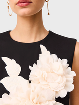 Elegant black Zahara Shift Mini Dress with a modern cut, perfect for casual or formal occasions.