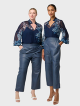 Moonlit Batik print blouse by Colette, made of viscose chiffon with a stylish shirred collar.