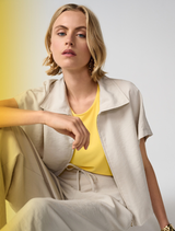 Moonstone zipper front jacket, showcasing a contemporary style with a smooth finish and functional design.