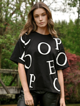 Black T-shirt featuring the name of the game prominently displayed in bold lettering.