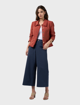 Frayed edge linen blend jacket in Sandalwood, fully lined with panel seams for an ideal fit and stylish detail.