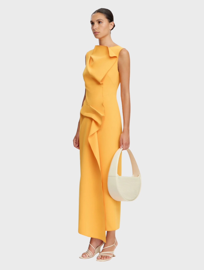 Bright Neon Mango Normanhill Midi Dress, showcasing a chic design perfect for warm weather occasions.