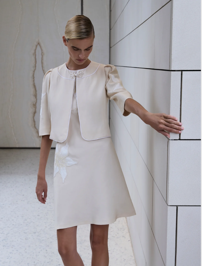 Nikita Jacket in straw color, featuring a stylish design suitable for casual or semi-formal occasions.