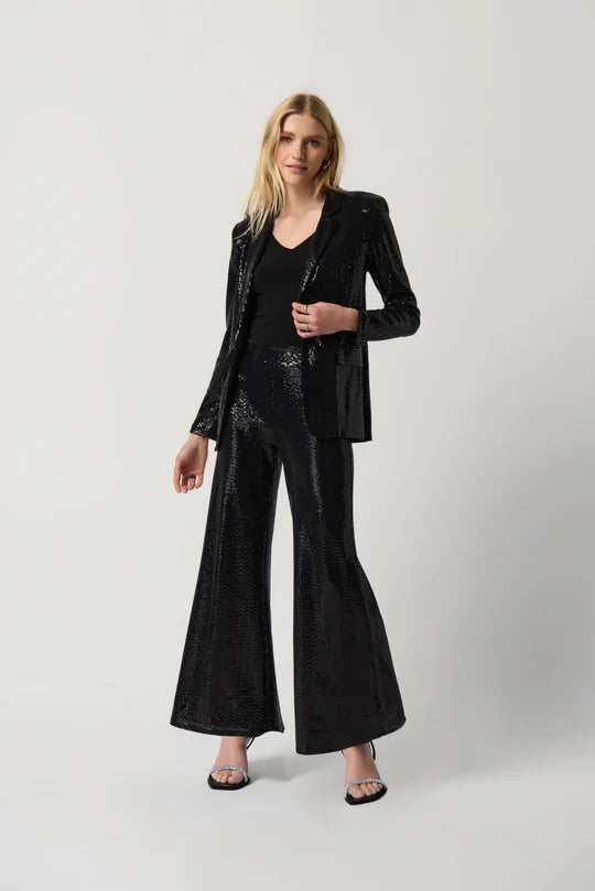 Novelty Knit Wide Leg Pull-On Pant - Black