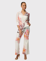Cotton-silk Oleander Blouse with V-neck, shirred collar, and puff sleeves, includes detachable slip for coverage.
