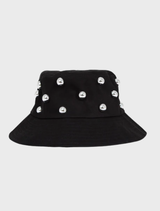 Black hat with the phrase "On My Bucket List" embroidered in white, showcasing a casual and adventurous style.