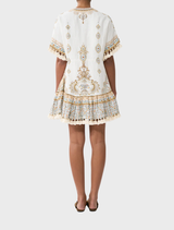 Short v-neck embroidered dress, capturing the essence of the Ottoman Dynasty with its detailed craftsmanship.