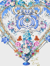 Blue and white skirt made of patterned fabric, complemented by a Double Frill Sleeve Tee from Ottoopp.