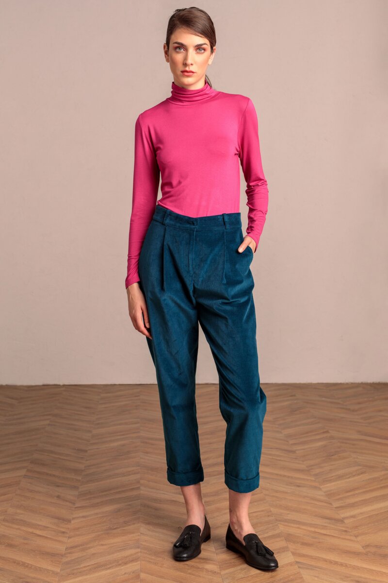 T-Shirt, Rollneck - Hot Pink