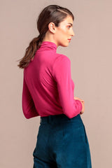 T-Shirt, Rollneck - Hot Pink