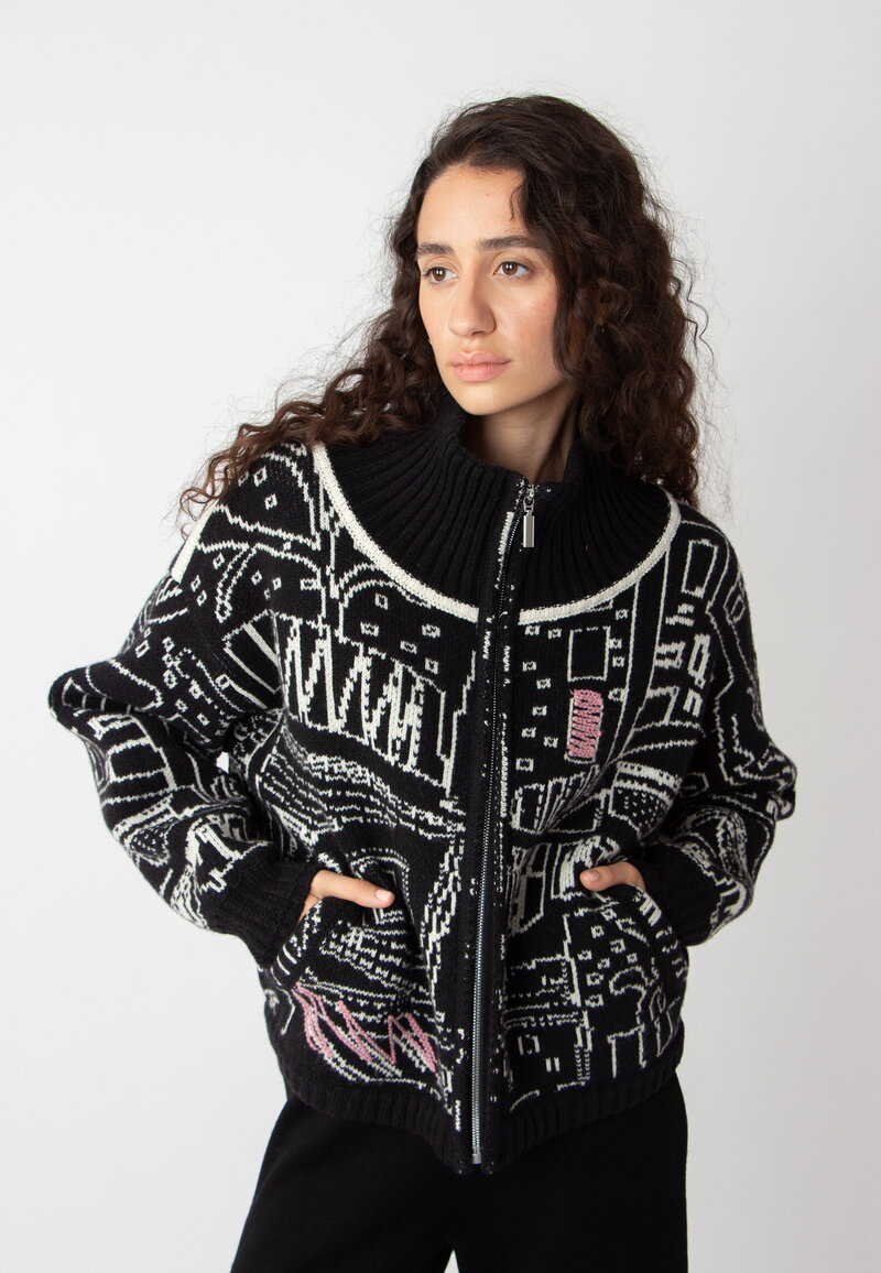 Bomber Jacket, Favela Pattern - Black