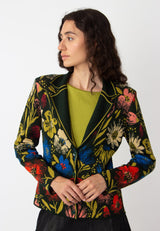 Jacquard Jacket, Floral Pattern - Green