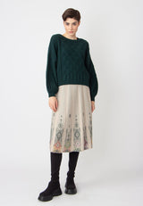 Jacquard Midi Skirt, Ornament Pattern - Off White